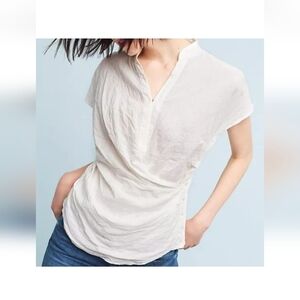 Anthropologie Akemi + Kin women's white poplin wrap blouse size 2
